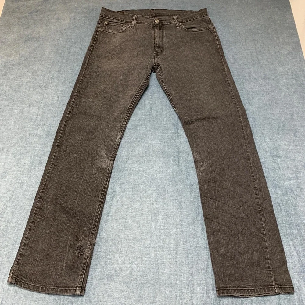 Levi's 514 Jeans Mens 36x34 Black Denim Everyday Wear Medium Wash Straight Fit